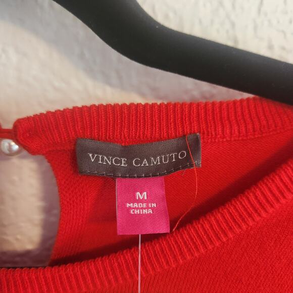 Vince Camuto Womens Size Medium‎ Red Short Sleeve Sweater NWT - Picture 3 of 7
